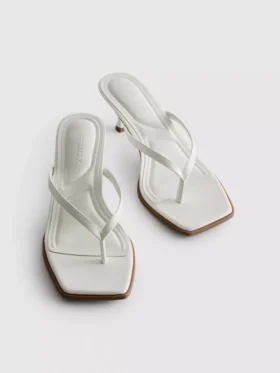 Toe post heeled mule sandals