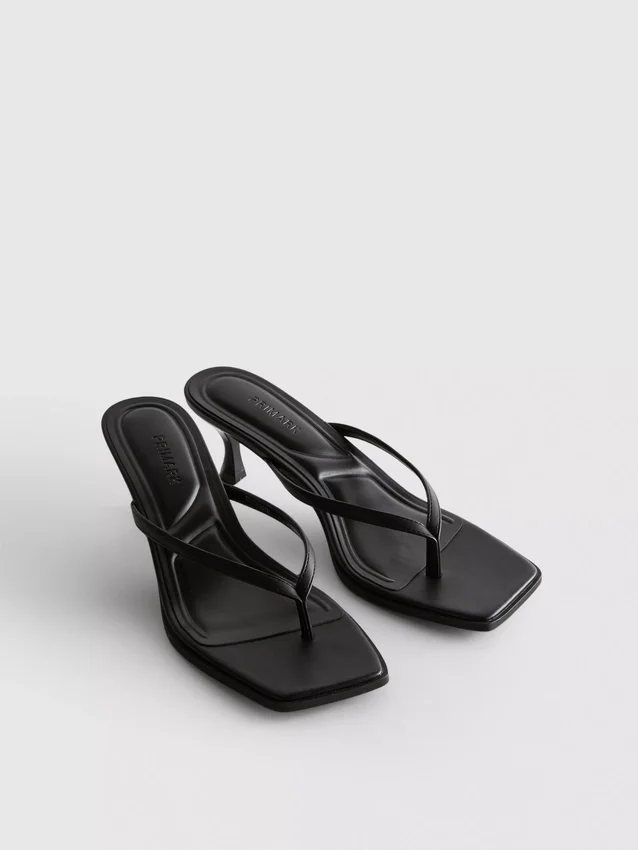Toe post heeled mule sandals