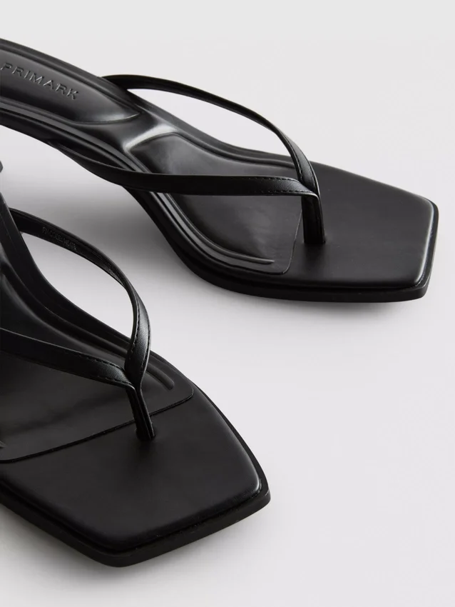 Toe post heeled mule sandals