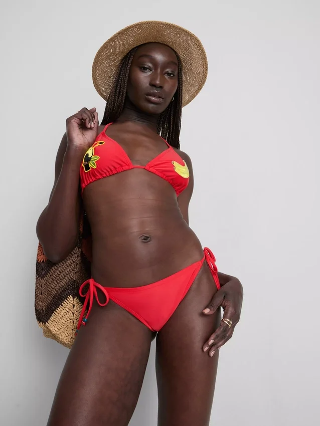 Toucan triangle bikini top