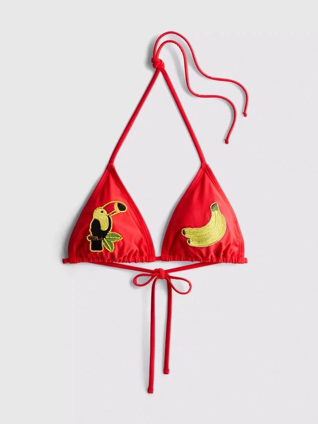 Toucan triangle bikini top