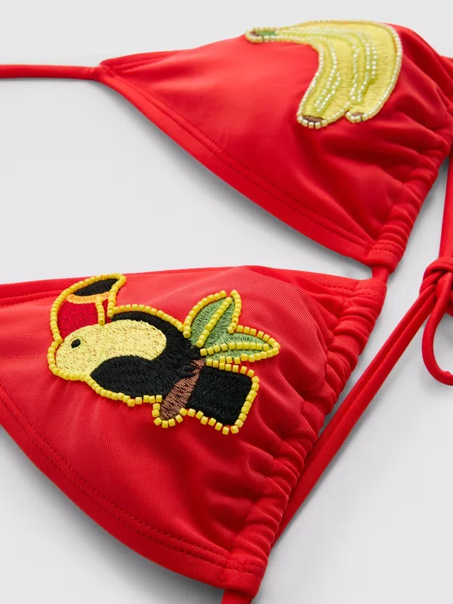 Toucan triangle bikini top