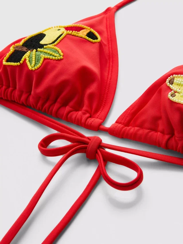 Toucan triangle bikini top