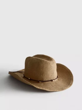 Trimmed straw cowboy hat