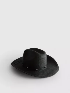 Trimmed straw cowboy hat