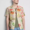 Tropical postcard short-sleeve button-down shirt