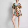 Tropical printed frill shorts