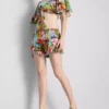 Tropical printed frill shorts