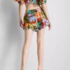 Tropical printed frill shorts