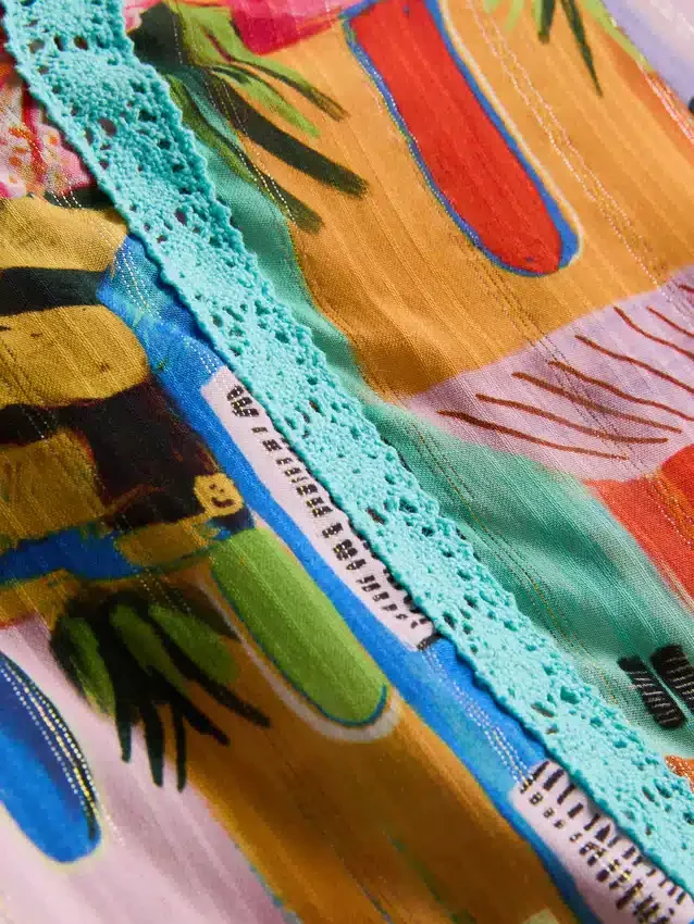 Tropical printed frill shorts
