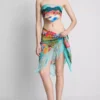 Tropical printed fringe sarong