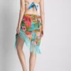 Tropical printed fringe sarong