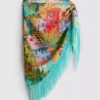 Tropical printed fringe sarong