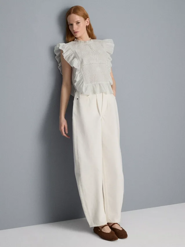 Ultimate cotton denim barrel-leg jeans