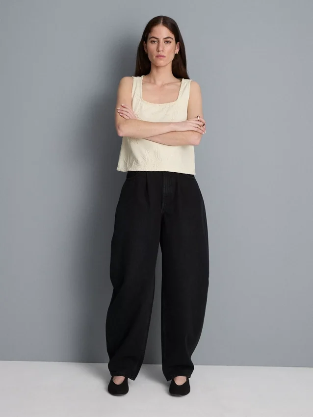Ultimate cotton denim barrel-leg jeans
