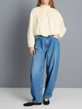 Ultimate cotton denim barrel-leg jeans