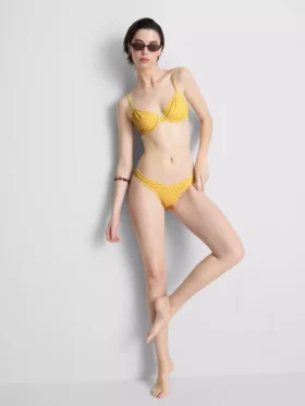 Underwired sweetheart polka dot bikini top