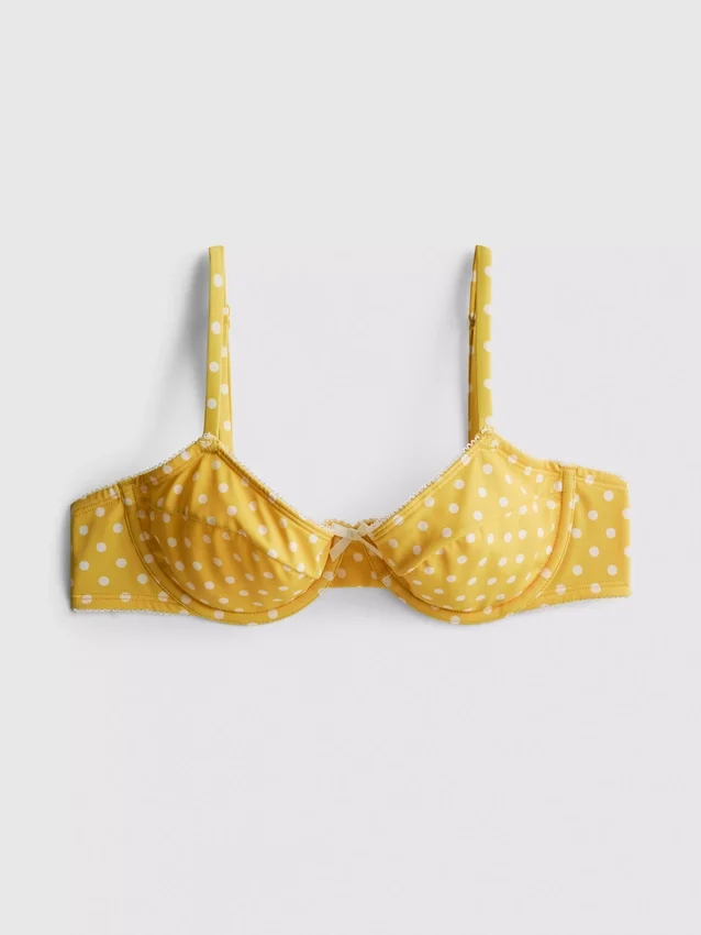 Underwired sweetheart polka dot bikini top