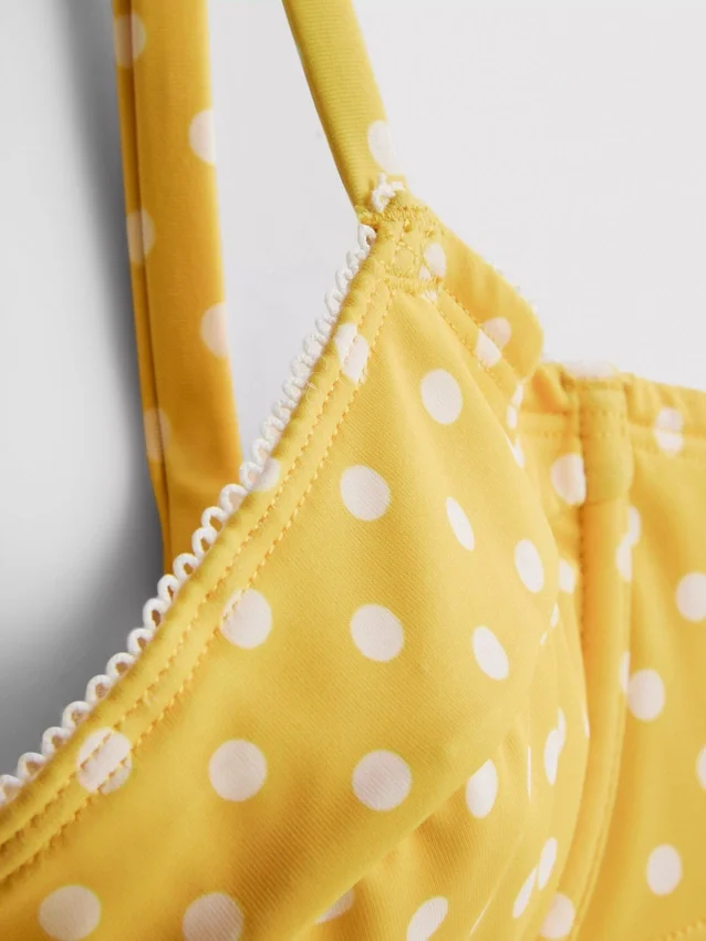 Underwired sweetheart polka dot bikini top