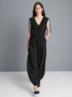 V-neck balloon-leg jumpsuit