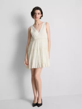 V-neck crinkle mini dress