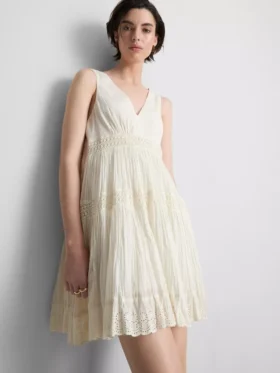 V-neck crinkle mini dress