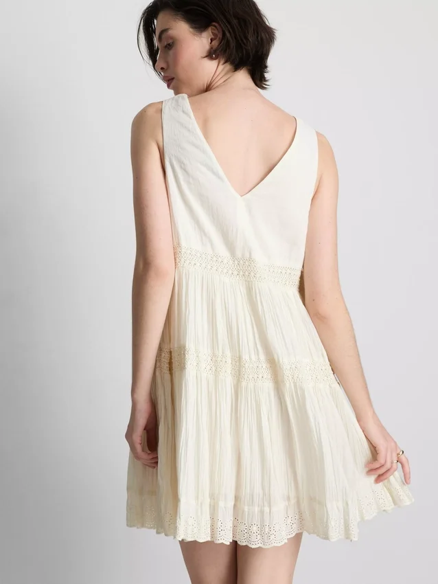 V-neck crinkle mini dress