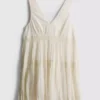 V-neck crinkle mini dress
