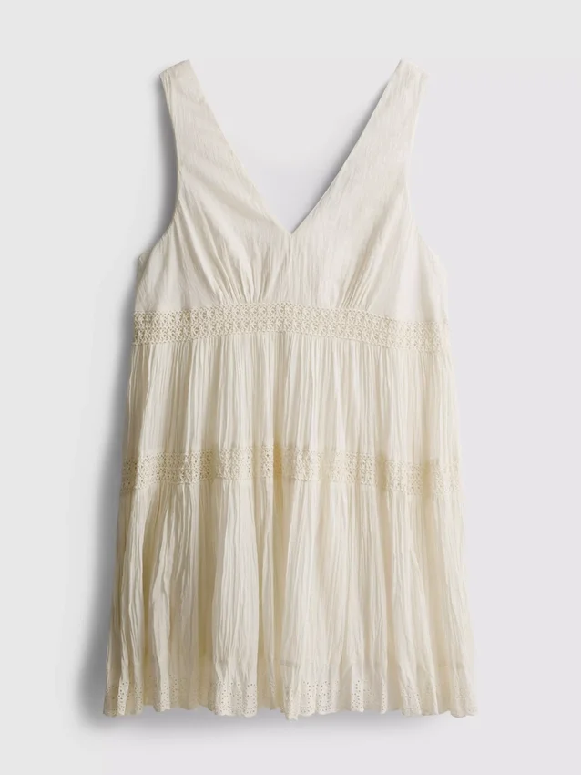 V-neck crinkle mini dress