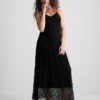 V-neck lace maxi dress