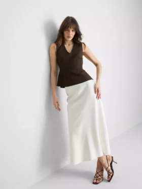 V-neck peplum sleeveless top
