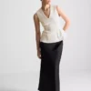 V-neck peplum sleeveless top