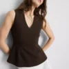 V-neck peplum sleeveless top