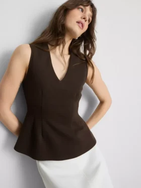 V-neck peplum sleeveless top