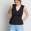 V-neck peplum sleeveless top