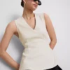 V-neck peplum sleeveless top