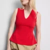 V-neck peplum sleeveless top