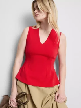 V-neck peplum sleeveless top