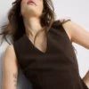V-neck peplum sleeveless top