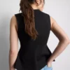 V-neck peplum sleeveless top