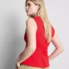 V-neck peplum sleeveless top