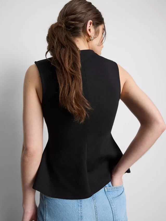 V-neck peplum sleeveless top