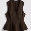 V-neck peplum sleeveless top