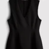 V-neck peplum sleeveless top
