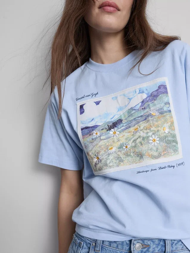 Vincent van gogh landscape art cotton t-shirt
