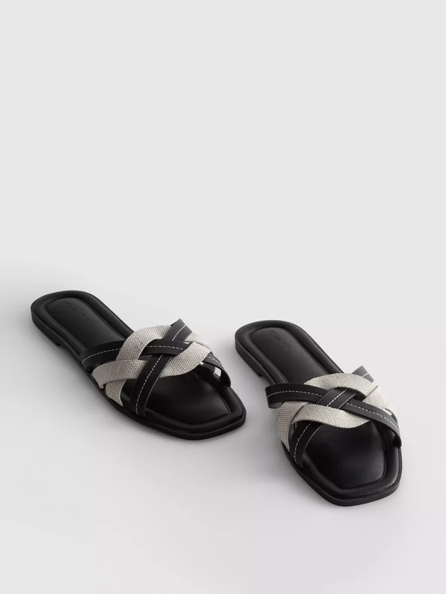 Weave strap mules