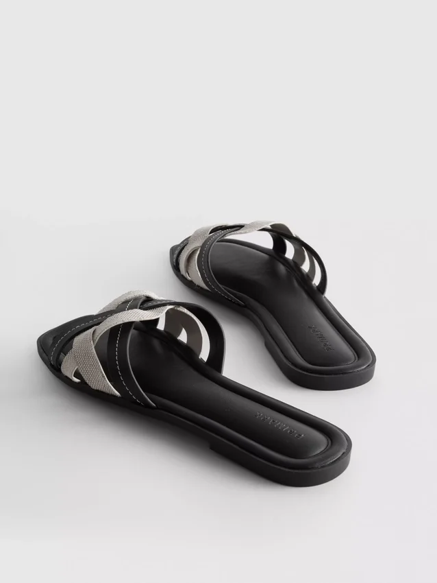 Weave strap mules
