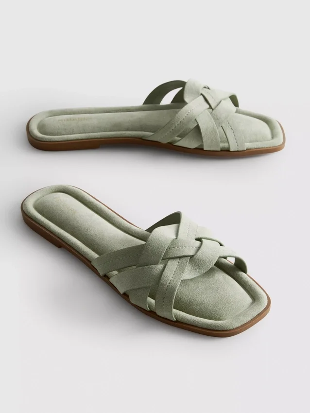 Weave strap mules