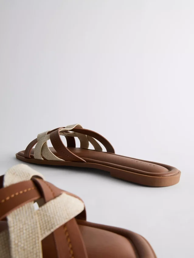 Weave strap mules