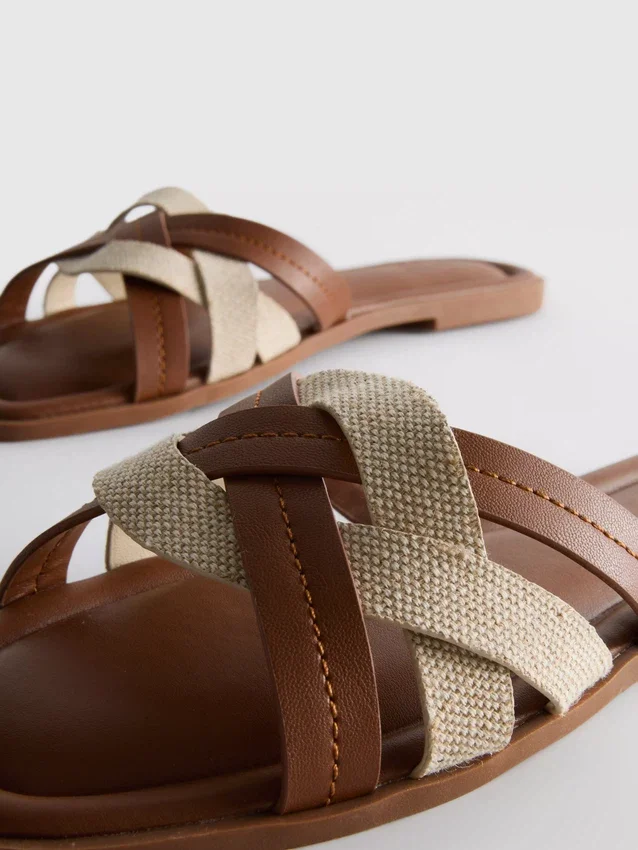 Weave strap mules